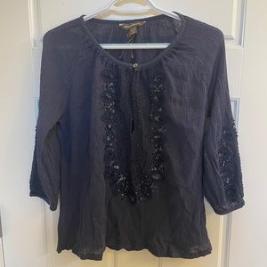 Gauze flowy top with beads/sequins